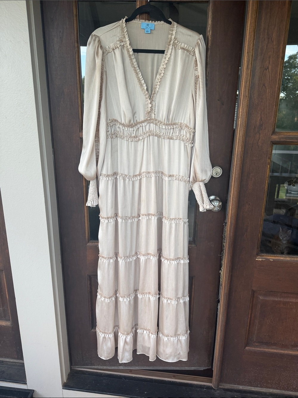 Chelsea & Violet Cream Ruffle Tiered Maxi Dress